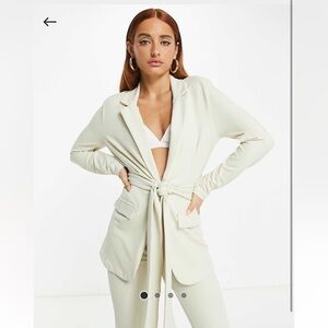 Cream Tie-Front Blazer